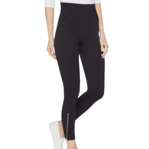 Spanx Look at Me Now Side Gold Zip at Ankles Womens Black Leggings Size M